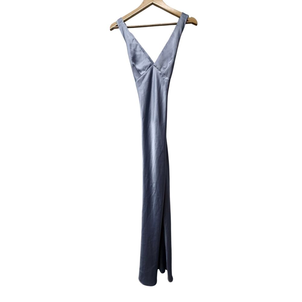 ZARA baby light blue silky draped sexy long sleeveless slinky maxi long dress